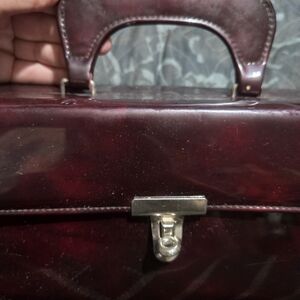 Vintage Burgundy Patent tortoise shell pattern boc clutch